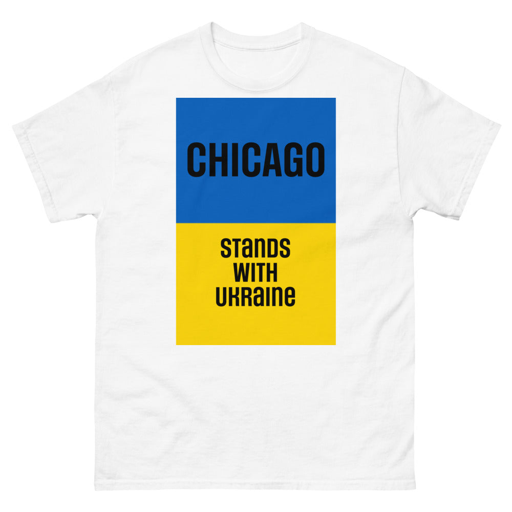 Chicago Stands with Ukraine. Men's heavyweight tee