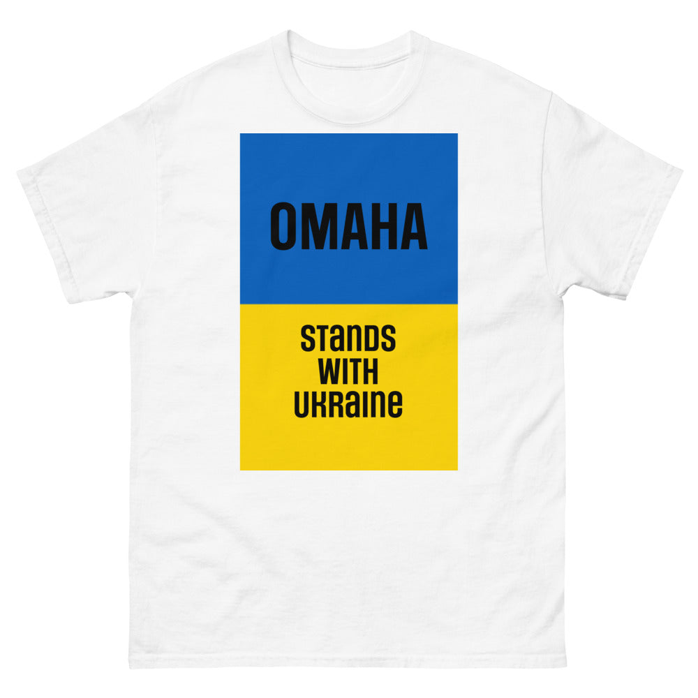 Omaha Stands with Ukraine.  Men's heavyweight tee