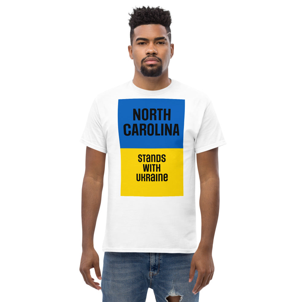 North Carolina Stands with Ukraine.  Men's heavyweight tee