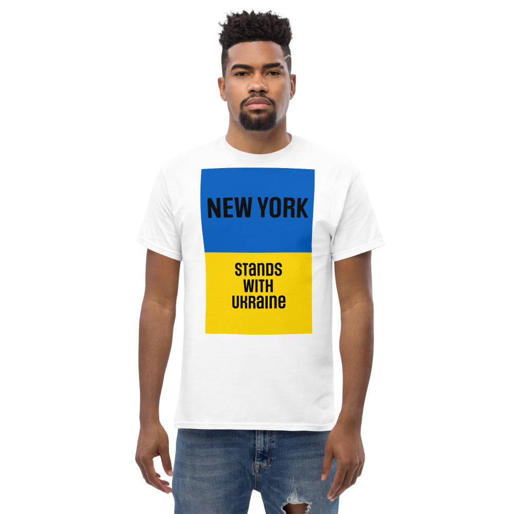 New York Stands with Ukraine.  Men's heavyweight tee