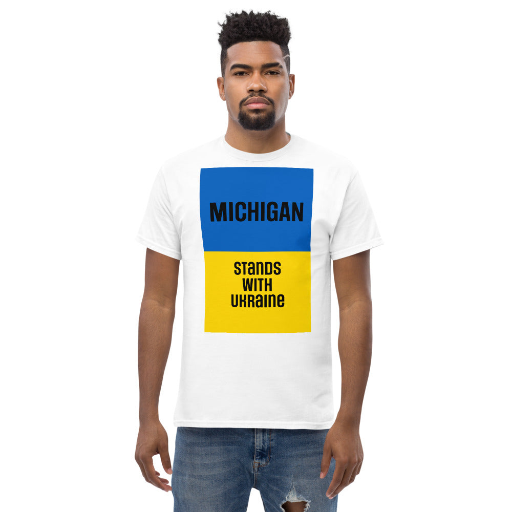 Michigan Stands with Ukraine. Men's heavyweight tee