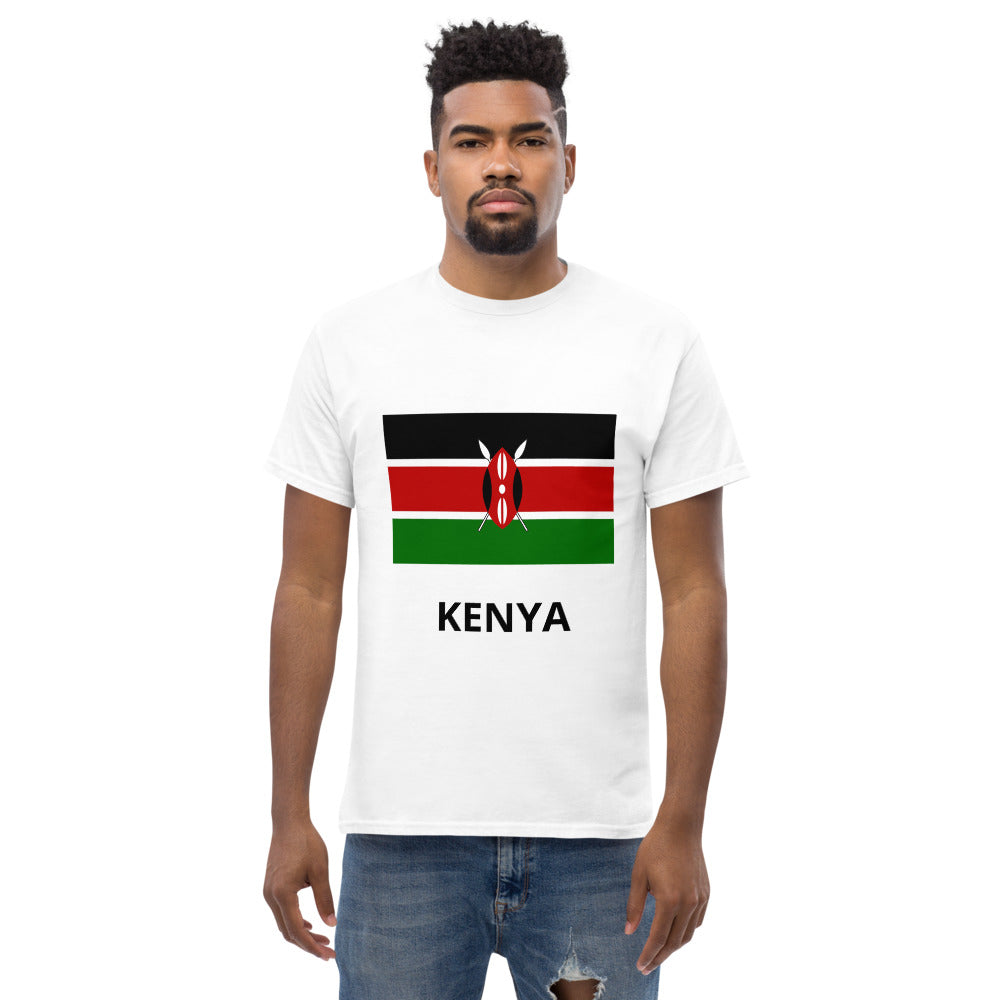 Kenya flag and Name.  Men's heavyweight tee