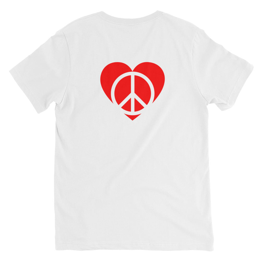 Photo Peace Heart Unisex Short Sleeve V-Neck T-Shirt