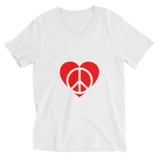 Photo Peace Heart Unisex Short Sleeve V-Neck T-Shirt