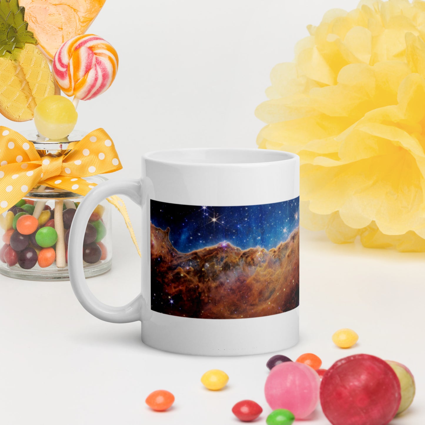 Webb Telescope White glossy mug